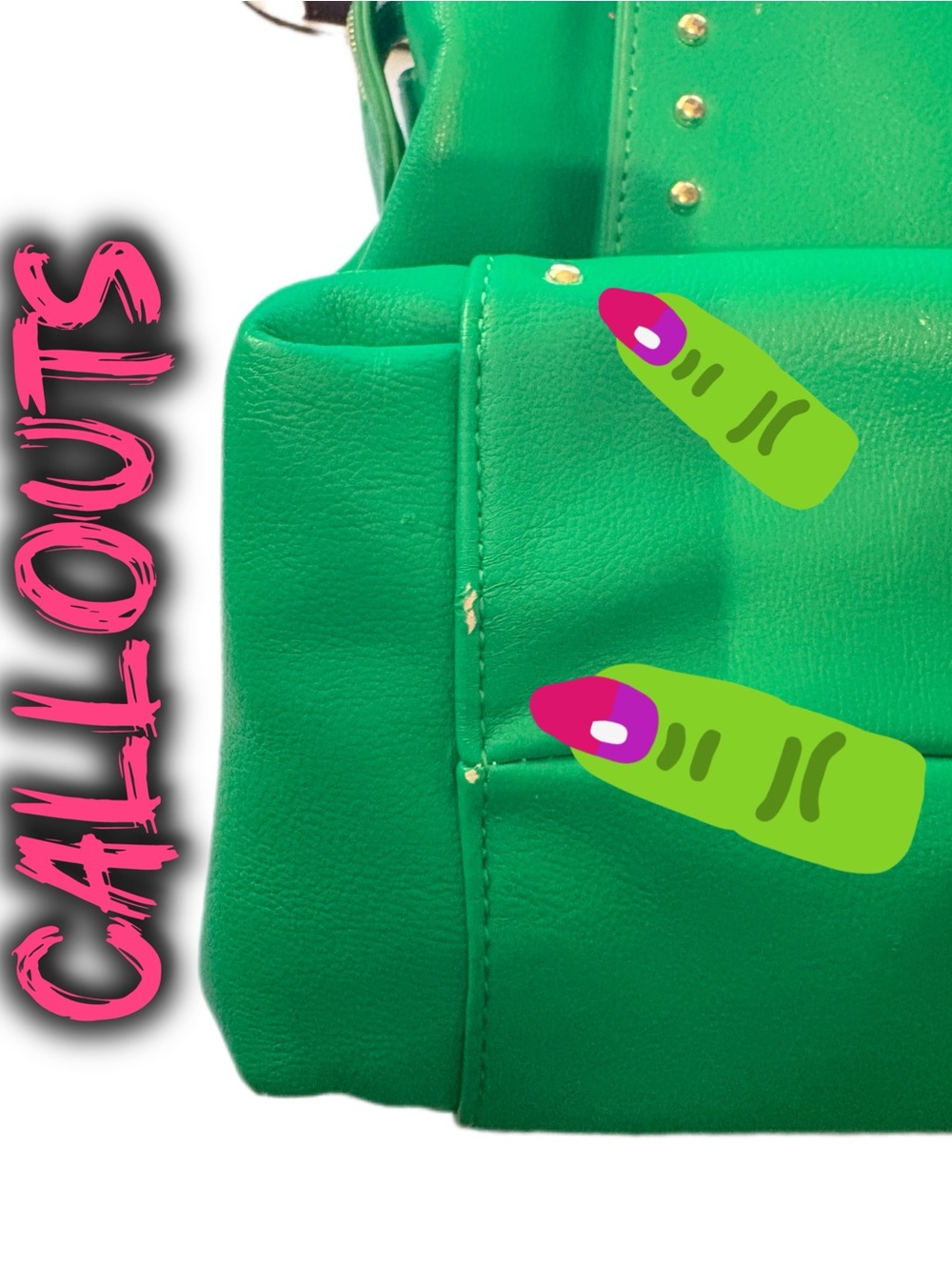 Betsey Johnson Faux Leather Heart Locket Green Satchel with Pink Scarf - Picture 7 of 12